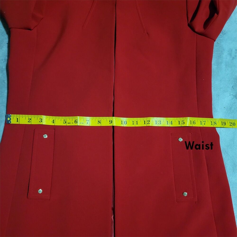 Tahari Arthur S. Levine Red Topper Jacket Coat Collarless Long Blazer Size 4 - Picture 10 of 15